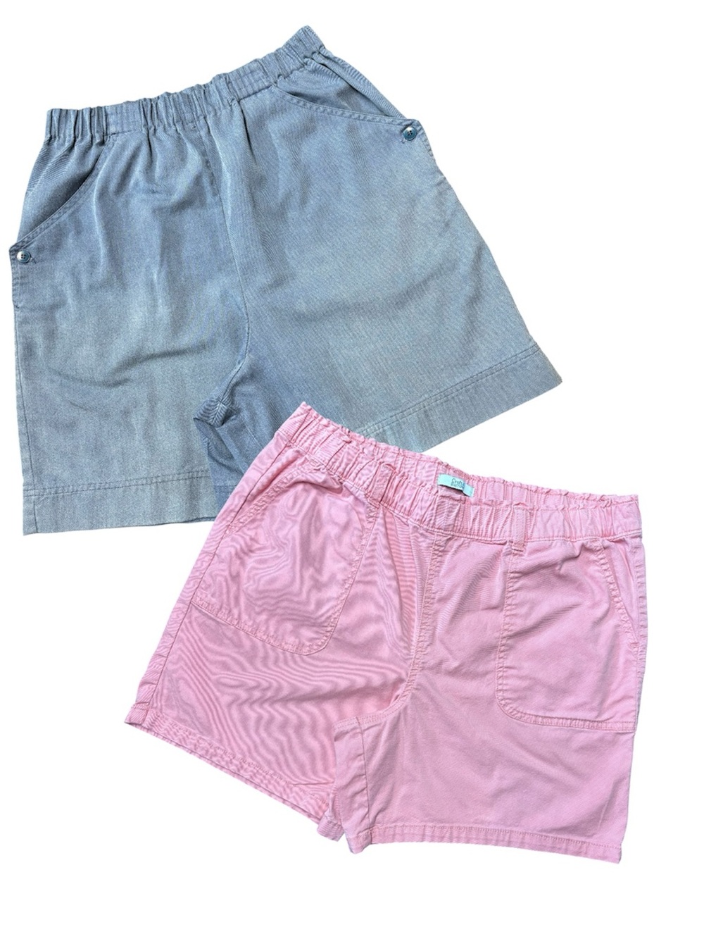 SET OF 2 shorts Blue 14 Pink L elastic waist wide leg coastal grandma beachy